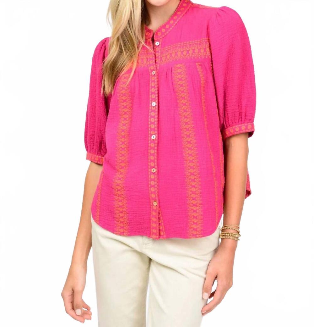 NEW IVY JANE heavily embroidered gauze top in pink